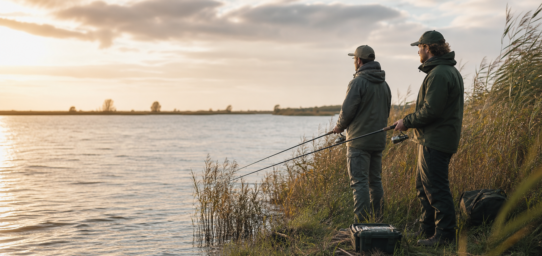 The RodRookies founders fishing beside Dutch water